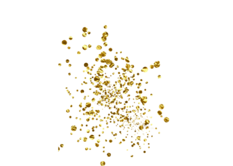 Gold confetti that floats down png. Gold confetti border. Gold Foil Frame on transparent background. design element for posters, flyer, invitation, Christmas birthday decoration