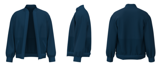 Navy Blue Jacket isolated. Sweater jacket with zipper