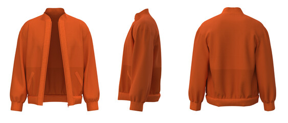 Orange Jacket isolated. Sweater jacket with zipper