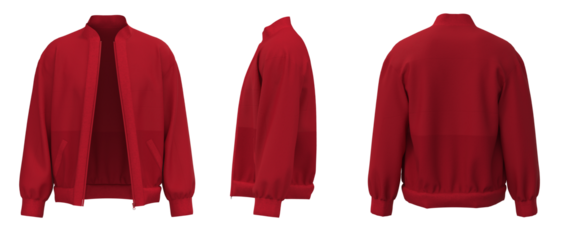 Red Jacket isolated. Sweater jacket with zipper