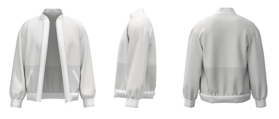 White Jacket isolated. Sweater jacket with zipper
