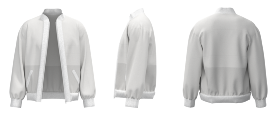 White Jacket isolated. Sweater jacket with zipper