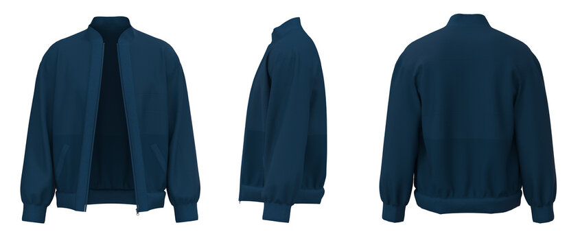Navy Blue Jacket isolated. Sweater jacket with zipper