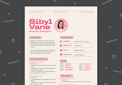 Pink Resume Layout