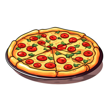 pizza - cartoon icon - illustration - white background