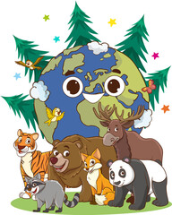vector illustration for world environment day.animal rights.natural life.