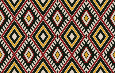 Ethnic abstract ikat art. Aztec ornament print. geometric ethnic pattern seamless  color oriental.  Design for background ,curtain, carpet, wallpaper, clothing, wrapping, Batik, vector illustration.