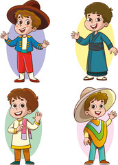 vector illustration of multicultural kids