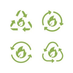 Simple Set icons of Biogas. Renewable energy and green environment.