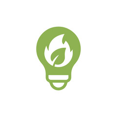 Simple light bulb Biofuel icon. Renewable energy and green environment. electricity generated by biogas concept