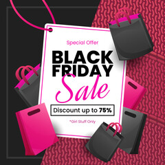 Black Friday Sale Black and Pink Design Girl Stuff Only