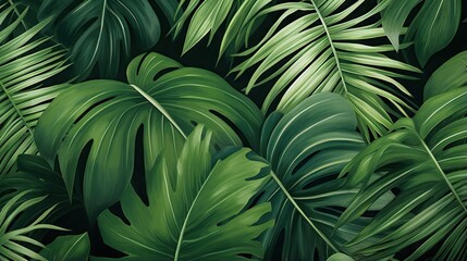  a large group of green leaves on a black background with a white border.  generative ai