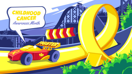 Childhood Cancer Awareness Month with a Mini Racing Car Illustration