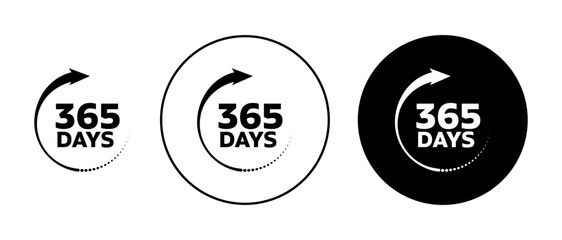 365 Day Vector Icon Set. One Year Warranty Icon Suitable for Apps and Websites UI Designs. - obrazy, fototapety, plakaty