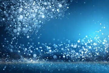 Elegant Gradient Blue background with snowfall and glitter sparkle. Winter background perfect for backdrop, wallpaper, background, flyer, banner, header, presentation template