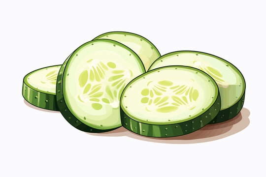 sliced green cucumbers on white background clip art preview