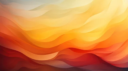 Deurstickers Digital art of an abstract landscape with a gradient of colors from red to orange to yellow © ArtStockVault