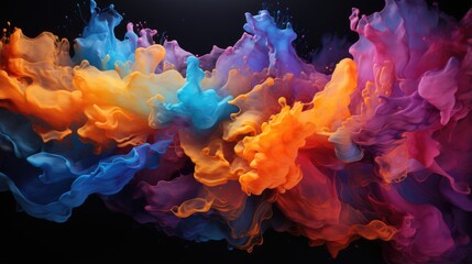 Rainbow splash color abstract background colorful liquid substance in the air