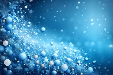 Elegant Gradient Blue background with snowfall and glitter sparkle. Winter background perfect for backdrop, wallpaper, background, flyer, banner, header, presentation template