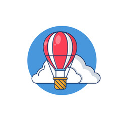 Fototapeta premium Hot air balloon with cloud vector illustration.