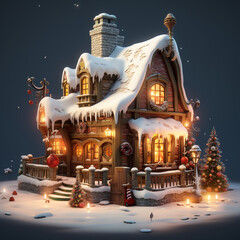 Fototapeta premium 3d house cover with snow