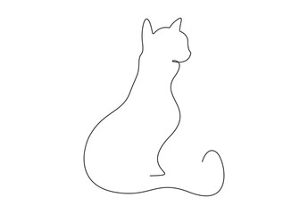 Silhouette of abstract cat in continuous one line drawing. Isolated on white background vector illustration. Premium vector. 