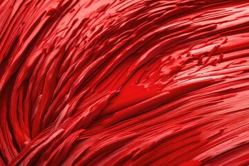 Closeup of red paint brushstroke isolated on white background, Round shape.