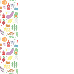 Fototapeta na wymiar Food background. Doodle food illustration with place for text
