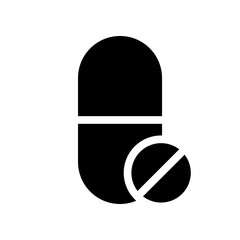 Pill glyph icon. Tablet icon in png. Pill capsule in glyph. Vitamin sign. Tablet symbol.