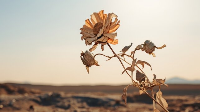 An image of a wilting flower or a dried-up plant