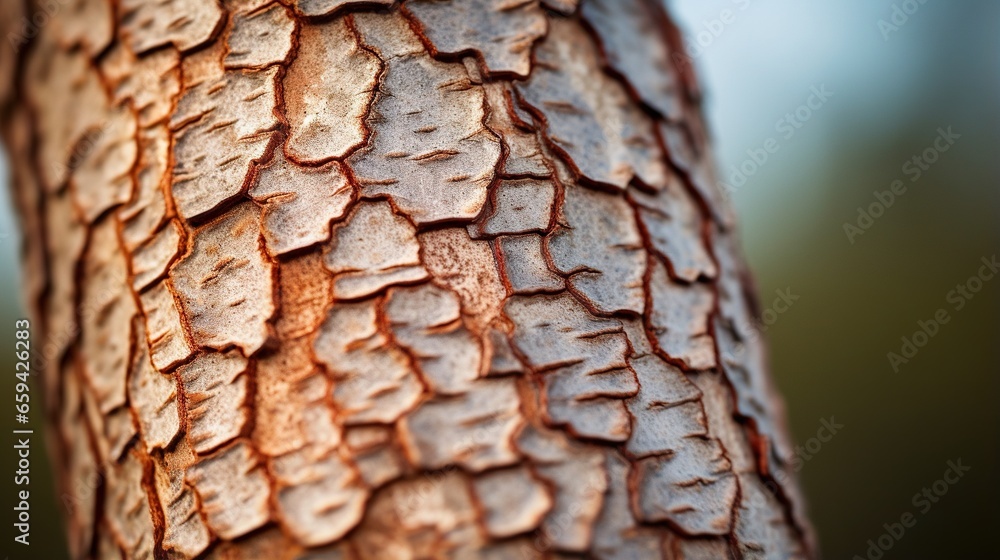 Poster  a close up of a tree trunk with a blurry background.  generative ai