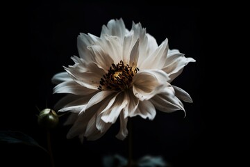 A single bloom stands out against a black backdrop. Generative AI