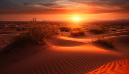 Tranquil sunset over arid African landscape, a beauty in nature generated by AI