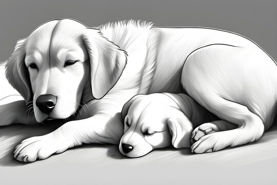 Dog and puppy resting comfortably
Generative AI