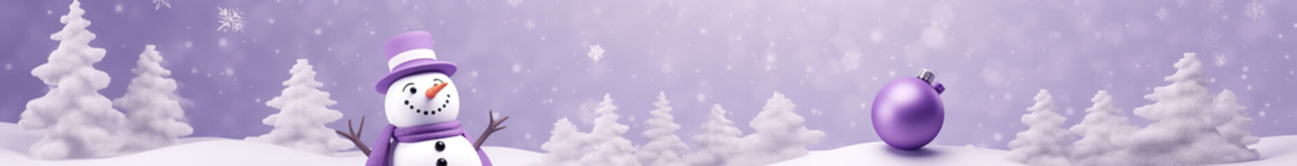 イメージカラー紫の雪だるまの背景用素材