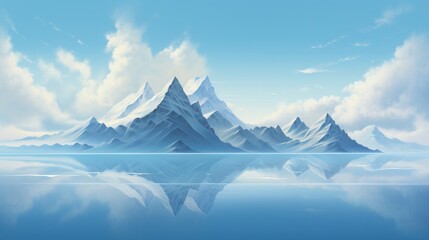  a painting of a mountain range with a lake in the foreground.  generative ai