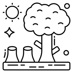 A premium download icon of trees cutting, deforestation 