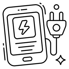 Mobile charging icon in flat design