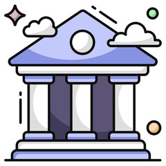 A flat design icon of bank building
