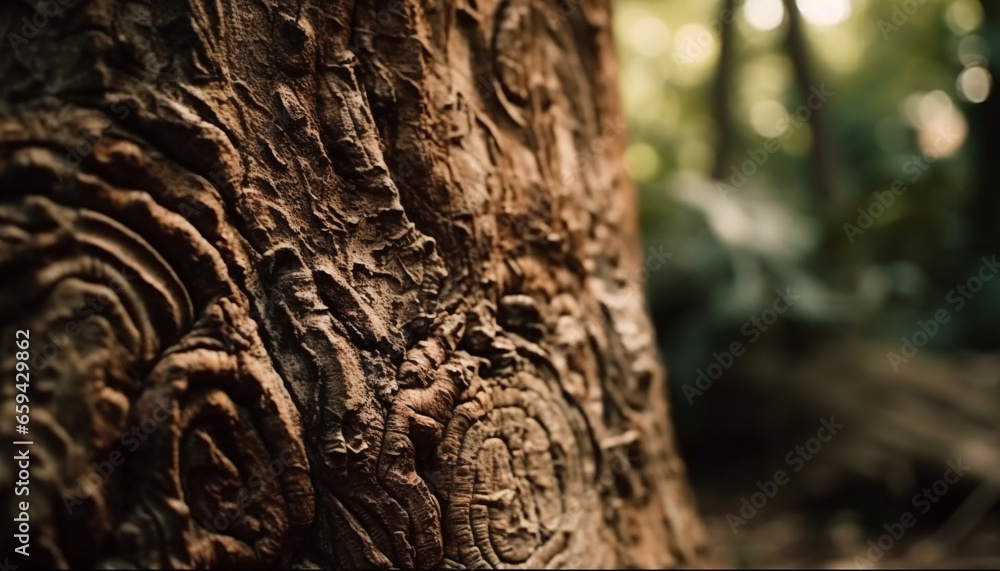 Poster ancient tree trunk, weathered and rough backdrop generated by ai