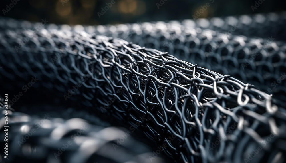 Poster rusty chain links form strong prison fence boundary generated by ai
