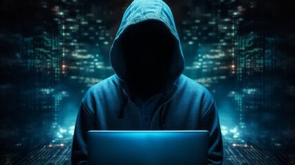 hacker with abstract background of technology and computer security