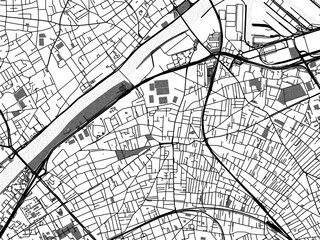 Greyscale vector city map of  Colombes in France with with water, fields and parks, and roads on a white background.