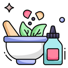 A flat design icon of meal bowl