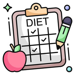 Conceptual flat design icon of diet chart