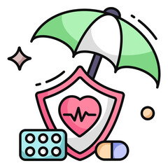 A flat design icon of medical insurance