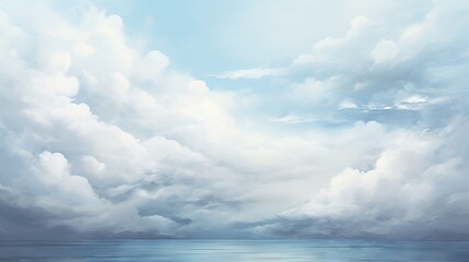  a painting of a cloudy sky over a body of water.  generative ai