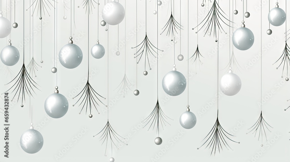 Poster a bunch of ornaments hanging from a string on a wall. generative ai