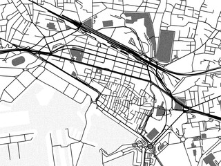 Greyscale vector city map of  Toulon Centre in France with with water, fields and parks, and roads on a white background.