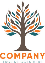 Tree, minimalistic firm logo, symbolic tree, Colorful, Abstract 